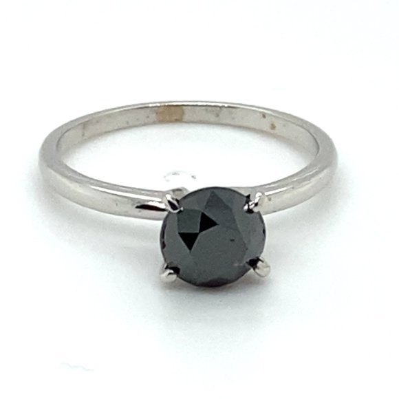 Black Diamond 1.22ct Solid 14K White Gold Ring - Picture 4 of 7